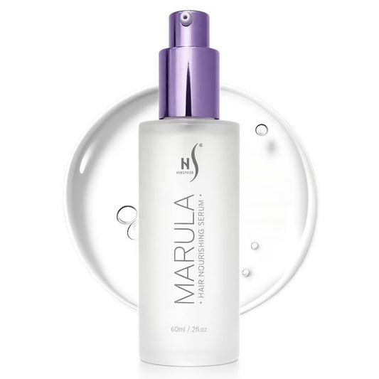 HerStyler Marula Oil Hair Serum - Anti Frizz Serum for Frizzy, Dry and Damaged Hair - Boosts Shine, Straightening - Address Flyaways, Split Ends - 2 Fl Oz (1 Pack)