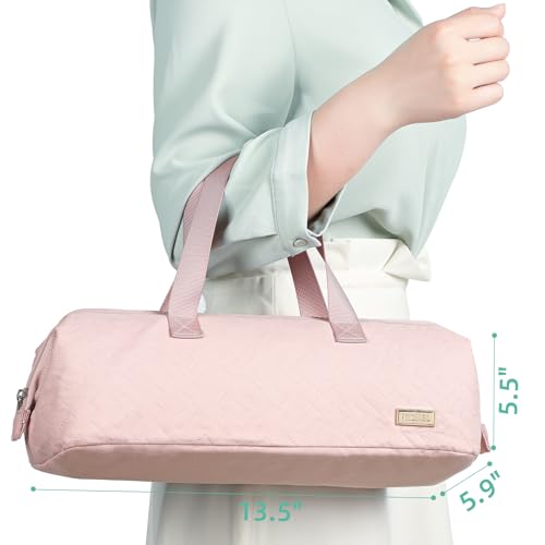 NISHEL Hair Tools Travel Carrying Bag, Portable Hair Air Wrap Dryer Case, Hair Dryer/Curling Iron/Airstraight Attachment Organizer, Pink