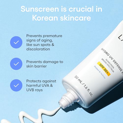 LANEIGE Hydro UV Defense Sunscreen SPF 50+ Hypoallergenic & Dermatologist-Tested Korean Broad Spectrum Sun Protection with No White Cast