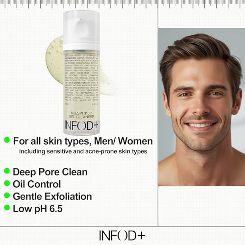 INFODPLUS XCESPI316 Gel Cleanser – Exosome & Walnut Powder Foaming Face Wash for Deep Pore Cleansing, Oil Control & Blackhead Care | Korean Cleanser for Men & Women, 100ml