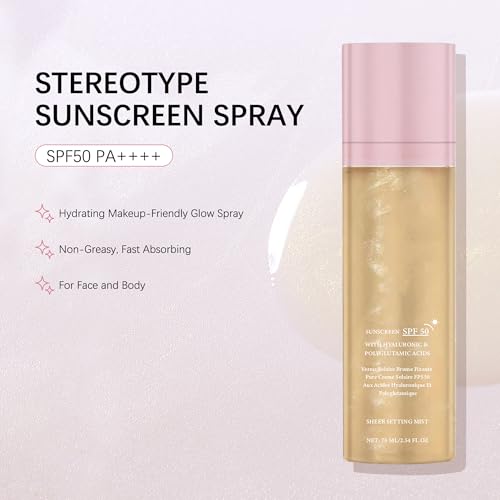 SPF Setting Spray for Face & Body - Sheer Sunscreen Mist SPF 50, Makeup-Friendly Setting Mist with Hydrating Glow, Reef-Safe & Non-Greasy for Beach, Wedding, Daily Wear (1)