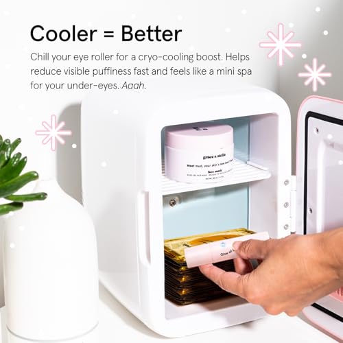 grace & stella Under Eye Brightener with Rose Quartz Rollerball - Hyaluronic Acid & Caffeine Eye Serum for Dark Circles & Puffiness - Valentines Day Gifts, Travel Size Toiletries (15ml / 0.51floz)