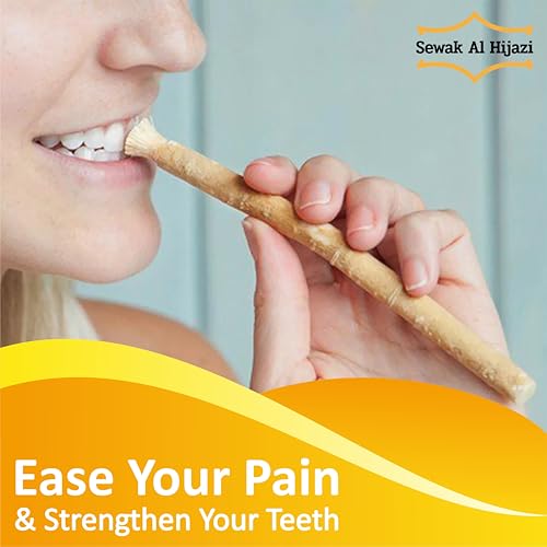 Pack of 12 Miswak Sticks Natural Toothbrush for Teeth Whitening, Oral Health & Fresh Breath, Siwak Stick Organic Wooden Vacuum Sealed Tooth Brush, Miswak Sticks for Teeth مسواك