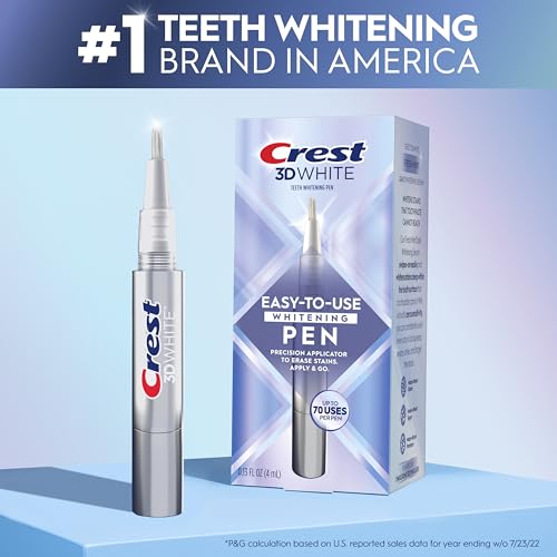 Crest 3DWhite Teeth Whitening Pen – Easy to Use, Erases Surface Stains – Up to 75 Uses per Pen – Convenient, On-The-Go Teeth Whitening Solution