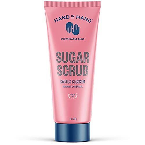 Hand in Hand Sugar Scrub, Gentle Exfoliation For All Skin Types, 9 Ounce, Bergamot & Crisp Basil, Cactus Blossom Scent, Single
