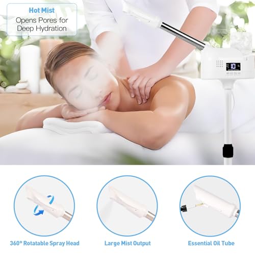 Facial Steamer, Hot Mist Spray, Face Steamer on Wheels, SPA Ozone Steamer Standing Face Steamer for Spa, Salon and at Home Use