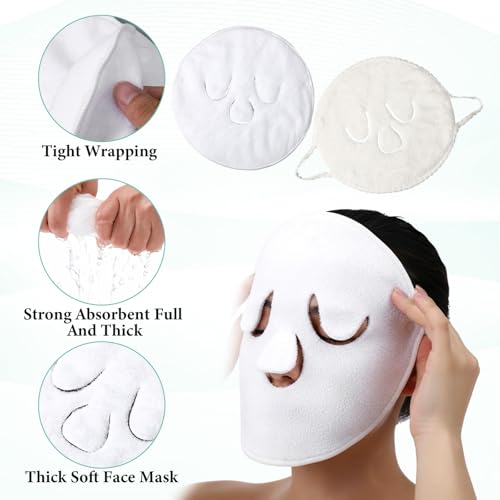 Face Steaming Towel 4 Pack Reusable Facial Steamer Spa Towel 2 in 1 Cold Hot Compress Towels Cotton Face Mask with Headband Beauty Skin Care Spa Towels for Women Girls Beauty Salons Home