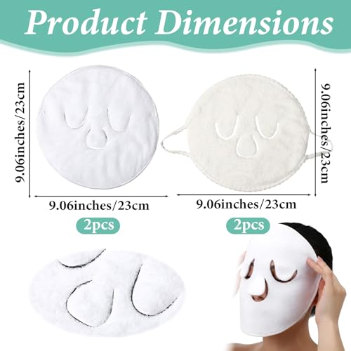 Face Steaming Towel 4 Pack Reusable Facial Steamer Spa Towel 2 in 1 Cold Hot Compress Towels Cotton Face Mask with Headband Beauty Skin Care Spa Towels for Women Girls Beauty Salons Home