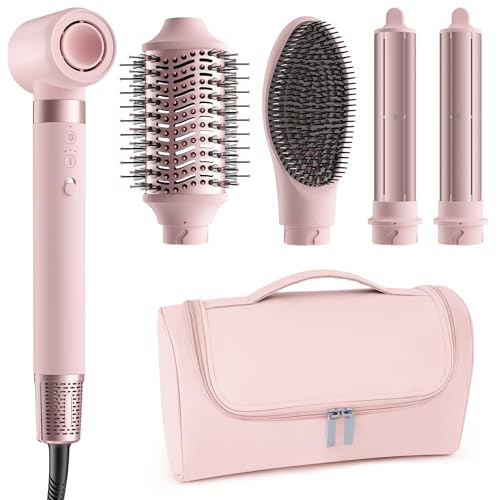 MESCOMB 5 in 1 Hot Air Styler Wrap - High-Speed Hair Dryer, Volumizing Brush with Auto Curlers, Fast Drying & Frizz-Free Styling Straightening, No Heat Damage, Includes Travel Bag, Gift for Women