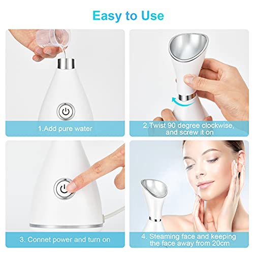 Facial Steamer for Face, Face Steamer for Facial Deep Cleaning, Face Steamer Nano Mister Set for Sinuses, Unclogs Pores, Home SPA, Skin Care