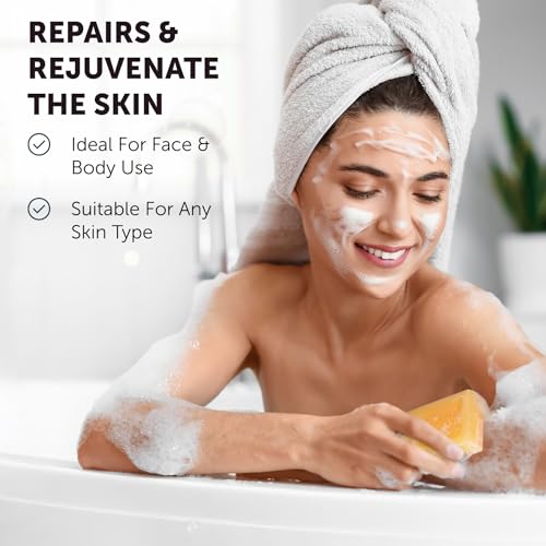 VALITIC Kojic Acid Dark Spot Remover Soap with Turmeric, Vitamin C, Retinol - Original Japanese Complex with Hyaluronic Acid, Vitamin E, Shea Butter, Castile Olive Oil - 2 Pack and African Net Sponge