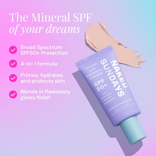 Naked Sundays SPF 50 Daily Facial Moisturizer & Sunscreen Primer | Zinc Oxide Face Lotion with Hydrating, Glow-Boosting Skincare | Lightweight Broad-Spectrum UVA/UVB Protection, 50ml