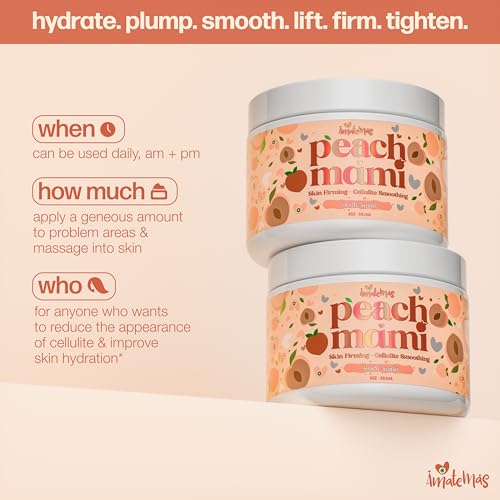Amatemas Peach Mami Firming Body Cream - Hydrating Saggy Skin Tightening Cream and Anti Cellulite Lotion for Legs, Thighs, Hips, Arms, Belly, Bum - Lightweight, Quick-Absorbing Formula - 2 Ounces