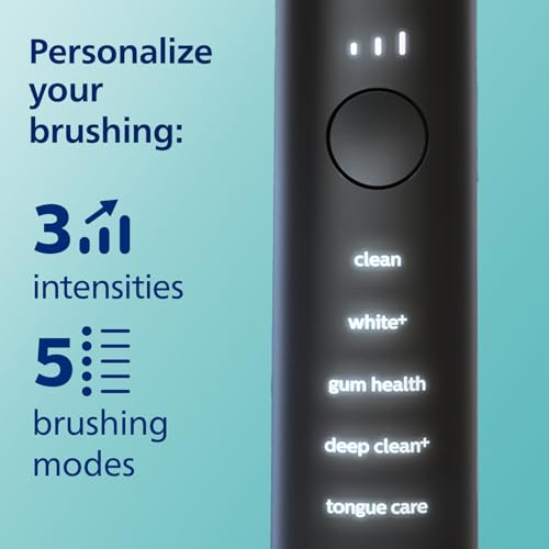 Philips Sonicare DiamondClean Smart 9500 Electric Toothbrush, Sonic Toothbrush with App, Pressure Sensor, Brush Head Detection, 5 Brushing Modes and 3 Intensity Levels, Black, Model HX9923/11
