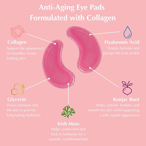 SpaScriptions Collagen Hydrogel Under Eye Patches - Anti-Wrinkle Eye Masks for Dark Circles & Puffiness, Firming & Hydrating Gel Eye Pads for Men & Women for Refreshing Daily Skin Care, 24 Pairs