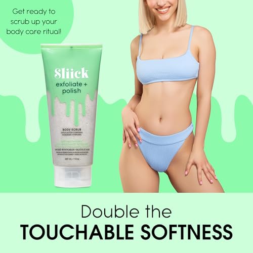 Sliick Exfoliate and Polish Body Scrub, Infused with Pumice and Glycolic Acid, 7 oz