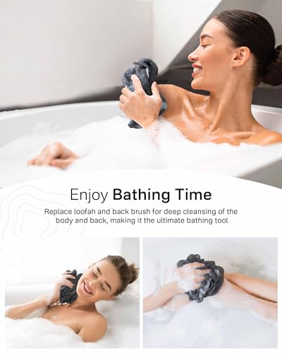 Yiclick 2 Pack Exfoliating Washcloth Towel - Body Scrubber Exfoliator, Loofah Sponge, Korean & Japanse & African Net Sponge Rag - Back Scrubber Washer for Use in Shower Bath