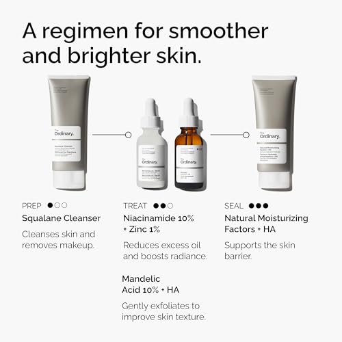 The Ordinary Mandelic Acid 10% + Hyaluronic Acid, Gentle Exfoliating Serum for Clarity and Hydration, 1 Fl Oz