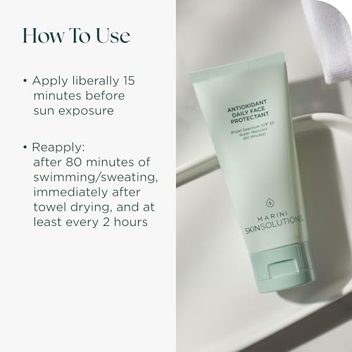 Marini SkinSolutions Antioxidant Daily Face Protectant - Broad-Spectrum SPF 33 Sunscreen - Water Resistant (80 Minutes) - Cruelty Free - Made in the USA - 2 oz