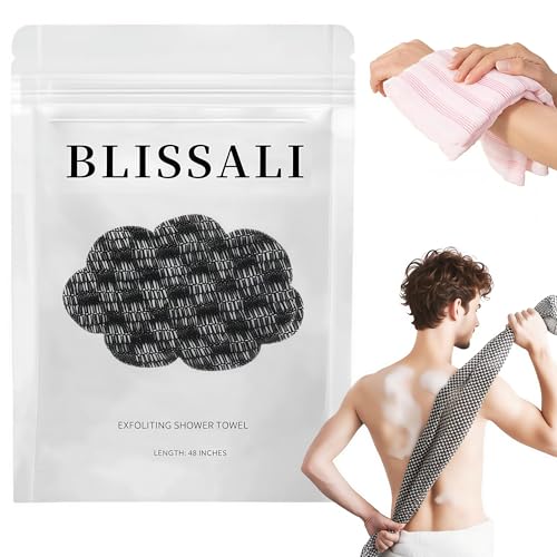 ZIVWAGX Blissal Exfoliating Shower Towel, 2-in-1 Exfoliating Towel, Premium Scrub Wash Cloth for Body Face, Blissal Exfoliating Towels-Body Scrubber with 2 Sides for All Skin Types (Black) (Black)