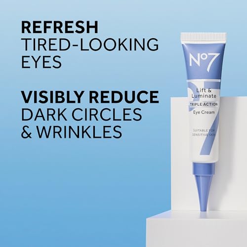 No7 Lift & Luminate Triple Action Under Eye Cream - Dark Circles Under Eye Treatment with Vitamin C & Collagen Peptide Technology - Helps Reduce Puffiness, Bags & the Appearance of Wrinkles (0.5 Oz)