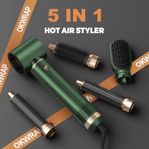5 in 1 Blow Dryer Brush, Upgrade Hair Dryer Brush Set Negative Ion Air Styler Curling Wrap Air Curler, Hot Air Brush Curling Iron Hair Styling Tools As A Gift for Straight/Curl/Dry/Smooth