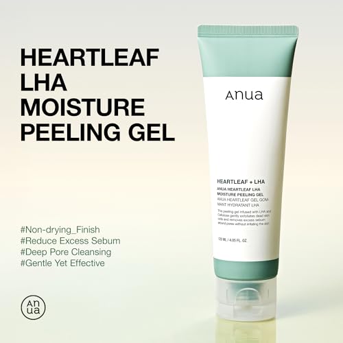ANUA Heartleaf LHA Moisture Peeling Gel, Gentle Exfoliation, Hydrating Facial Peel, Pore Care, Dead Skin Removal, Natural Cellulose for Soothing, Vegan, Korean Skin Care (120ml/4.05 fl.oz.)