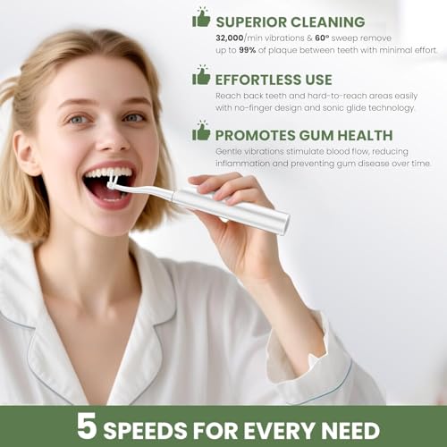 Electric Flosser for Teeth and Adults with 5 Speeds & 54 Refill Heads,Sonic Oscillation Gliding Dental Floss Picks Sensitive Gum Care,Water Flosser Alternative,5X Better Cleaning for Plaque,No Break