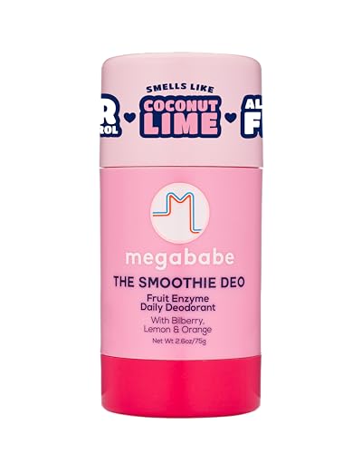 Megababe Daily Deodorant -The Smoothie Deo with 72 hour Odor Protection | Coconut & Fruit Enzymes | Aluminum-Free, All Natural | 2.6 oz