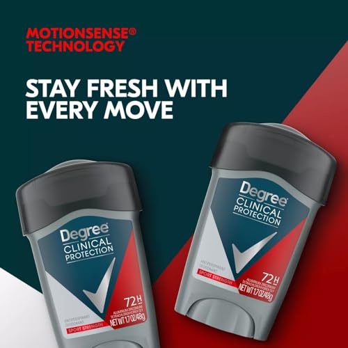 Degree Men Clinical Antiperspirant Deodorant, Sport Strength, 1.7 Ounce (Pack of 4)