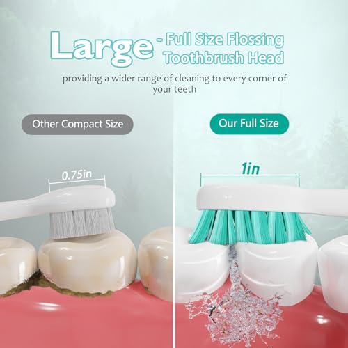 Replacement Heads for Waterpik Sonic Fusion 2.0, Extra-Large Size Flossing Toothbrush Head fit for Water pik SF-01 SF-02 SF-03 SF-04 (White, 5 Count)