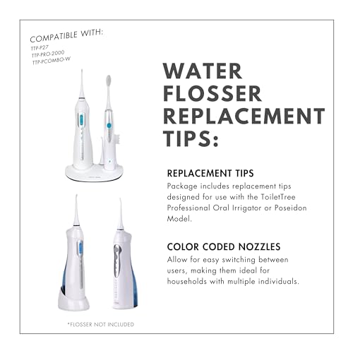 Replacement Tips for Poseidon & Professional Oral Irrigator by ToiletTree Products. Twin Pack