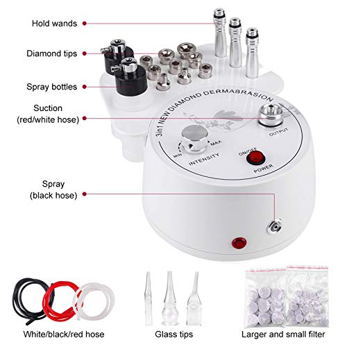 Diamond Microdermabrasion Machine, Yofuly 3 in 1 Professional Microdermabrasion Machine with Vacuum Glass Tube and Spray Bottle for Home Use Skin Care