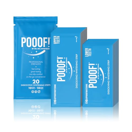POOOF! Dissolving Teeth Whitening Strips by Dr. Bill Dorfman | 12% Hydrogen Peroxide | No-Slip Melt-Away Advanced Seal | Fast Stain Removal | Enamel & Sensitive Safe | 20 Ct (10-Day) | Polar Mint