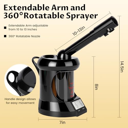 Facial Steamer Professional with More Steam for Deep Cleansing and Hydration, Face Steamer Featuring Extendable Arm, Steamer for Facial for Beauty, Spa and Home Use, Black