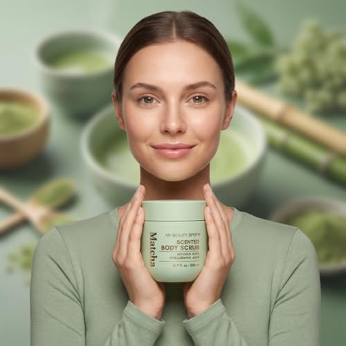 My Beauty Spot Scented Body Scrub for Women - Matcha Scented Body Scrub, Natural Exfoliating Body Scrub, Skin Exfoliator Infused with Hyaluronic Acid, Romoves Dead Skin From Body - Extra Large 500 ml.