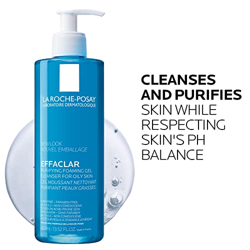 La Roche-Posay Effaclar Purifying Foaming Gel Cleanser for Oily Skin, With Zinc Pidolate To Remove Excess Oil & Shine, Alcohol Free & Oil Free, Sensitive Skin Tested
