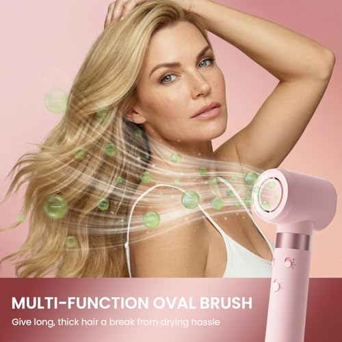 MESCOMB Dual Voltage Hot Air Styler Wrap - 5 in 1 Hair Dryer Brush with Fast Drying Blow Dryer, Styling, Straightening & Volumizing with Travel Bag (100V–240V) -Pink