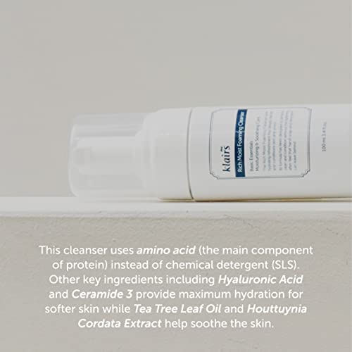 DearKlairs] K-Beauty Skincare Rich Moist Foaming Cleanser, 3.4 fl oz (100 ml)