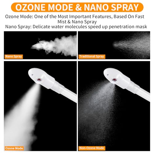 Nano Ionic Facial Steamer, Portable Face Steamer with LCD Screen, Extendable 360° Rotating Arm, Rotatable Nozzle, Hot Mist Function for Personal Care at Home or Salon