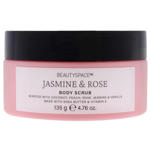 Beauty SpaceNK Jasmine & Rose Exfoliating Body Scrub – Hydrating, Nourishing, Gentle Exfoliation – Suitable for All Skin Types – Leaves Skin Soft, Radiant & Refreshing – Cruelty-Free, Vegan – 4.76 oz