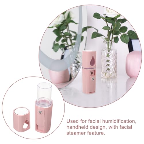 Mini Facial Steamer Portable Face Humidifier 20ml USB Rechargeable Pink Handheld Facial Steamer for Deep Cleaning and Skin Hydration at Home and Travel