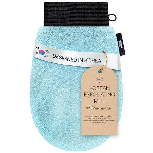 Korean Exfoliating Glove for Shower – Deep Body Scrubber & Face Exfoliator – Shower Gloves – Tan Remover Washcloth, Smooth Skin & Body Exfoliating Mitt – Loofah Wash Cloth Alternative