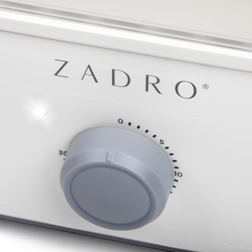 Zadro Towel Steamer with Tongs, 850W Heater, 8L Tray, 1.7L Tank, 30-min Timer for Facials, Manicures, Pedicures, Shaving (13"x12", 120V/850W, 8L, White/Gray)