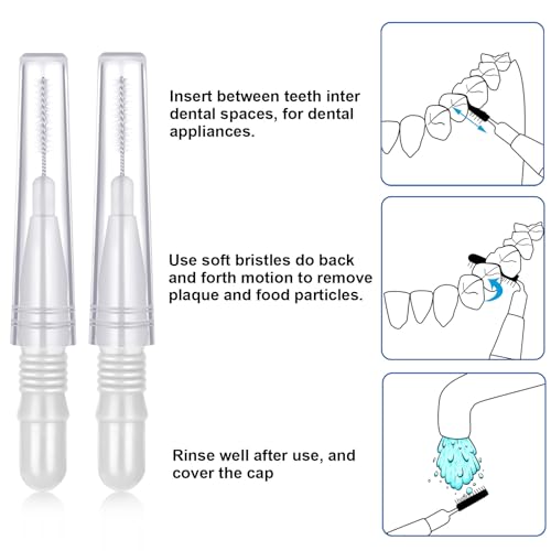 BBTO 100 Pcs Braces Dental Brush Flosser for Cleaner Interdental Brush Toothpick Tooth Flossing Head Oral Dental Toothpick Cleaners Cleaning Tool(White)
