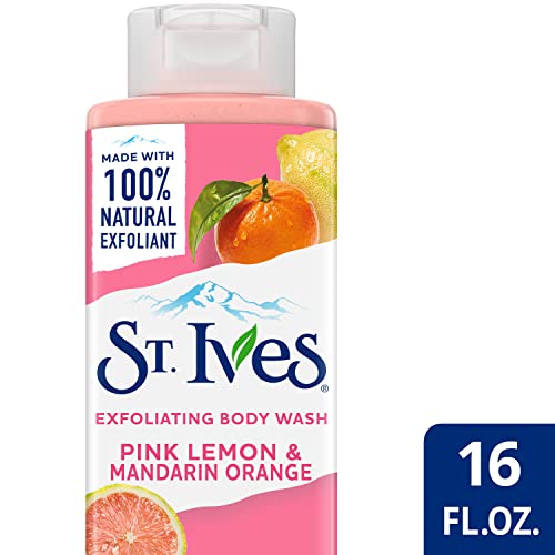 St. Ives Exfoliating Body Wash, Pink Lemon & Mandarin Orange 2-Pack – Made with 100% Natural Exfoliants for Glowing Skin, 16 Oz Ea