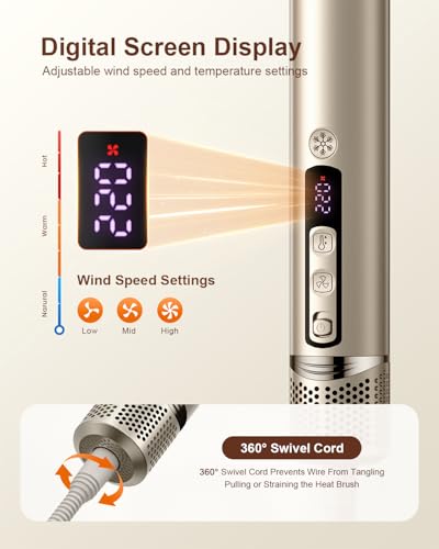 5-in-1 Professional Hair Dryer Brush, Powerful Multi-Styler with Auto-Wrap Curlers, Fast Drying Curling Straightening Volumizing Without Heat Damage, Storage Case Best Gift for Girl/Women