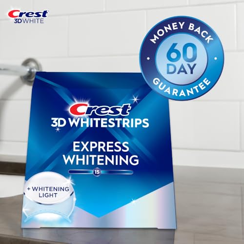 Crest 3D Whitestrips Express Whitening + LED Light – Teeth Whitening Kit, 1 Light + 10 Treatments, Each with 1 Upper/1Lower, 20 Strips – Crest 3DWhite Teeth Whitening Strips