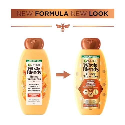 Garnier Whole Blends Repairing Shampoo Honey Treasures, For Damaged Hair, 22 Fl Oz (Pack of 1)