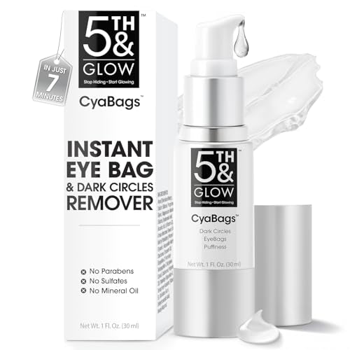 5th & Glow Cyabags - Instant Puffy Eyes Reduction & Under Eye Bag Remover Serum For Women - Hyaluronic Acid & Vitamin C Cream for Fine Lines, Wrinkles & Crowsfeet, 1 oz